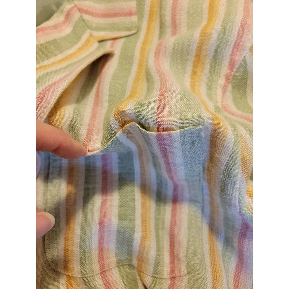Liz Sport Multicolor Striped‎ Linen Blend Long Sleeve Blazer Women's Size 6